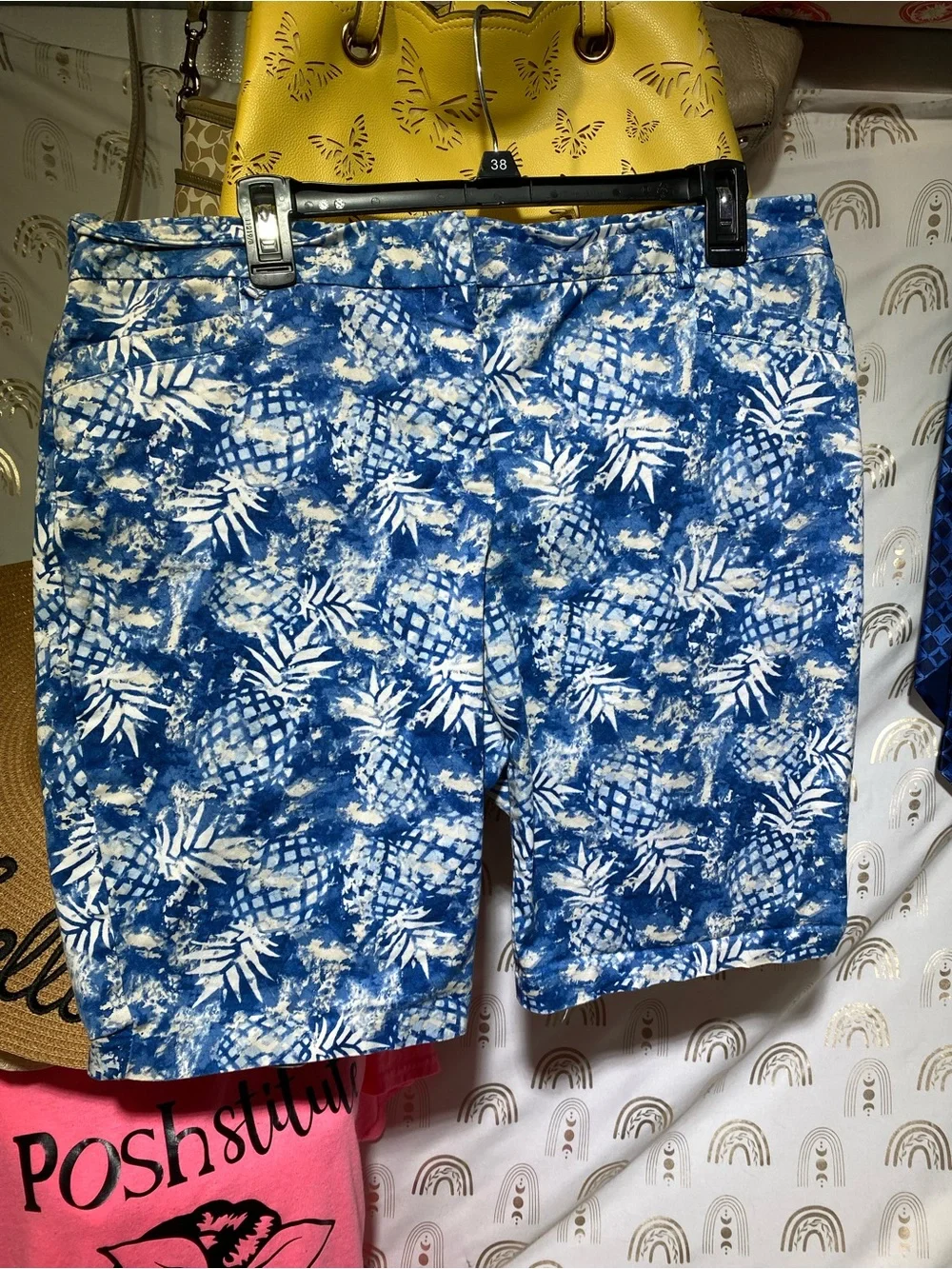 Coral Bay Blue and White Tropical Print Shorts